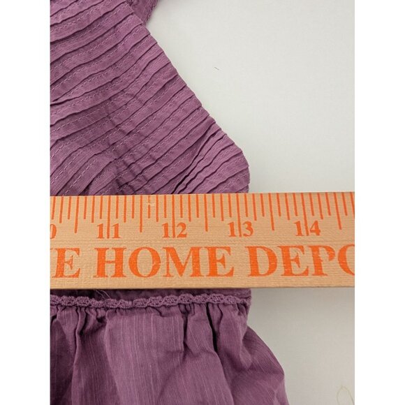 Lucky Brand Lace Pintuck Tiered Maxi Dress Womens Size Small Mauve Purple V Neck - Picture 13 of 14